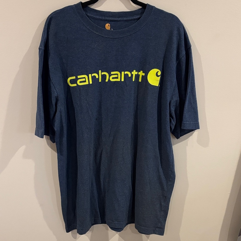 Carhartt Navy Blue Tee with Yellow Logo